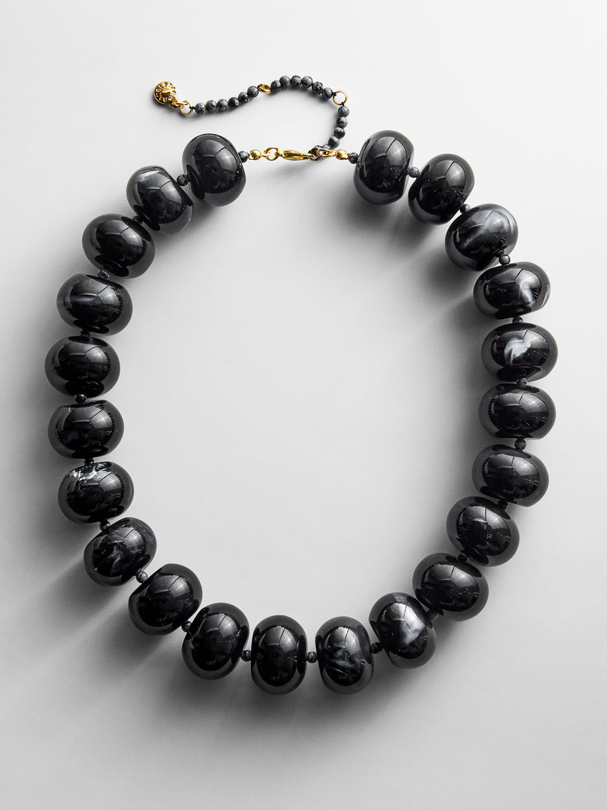 Joan Semi-Precious Necklace - Obsidian