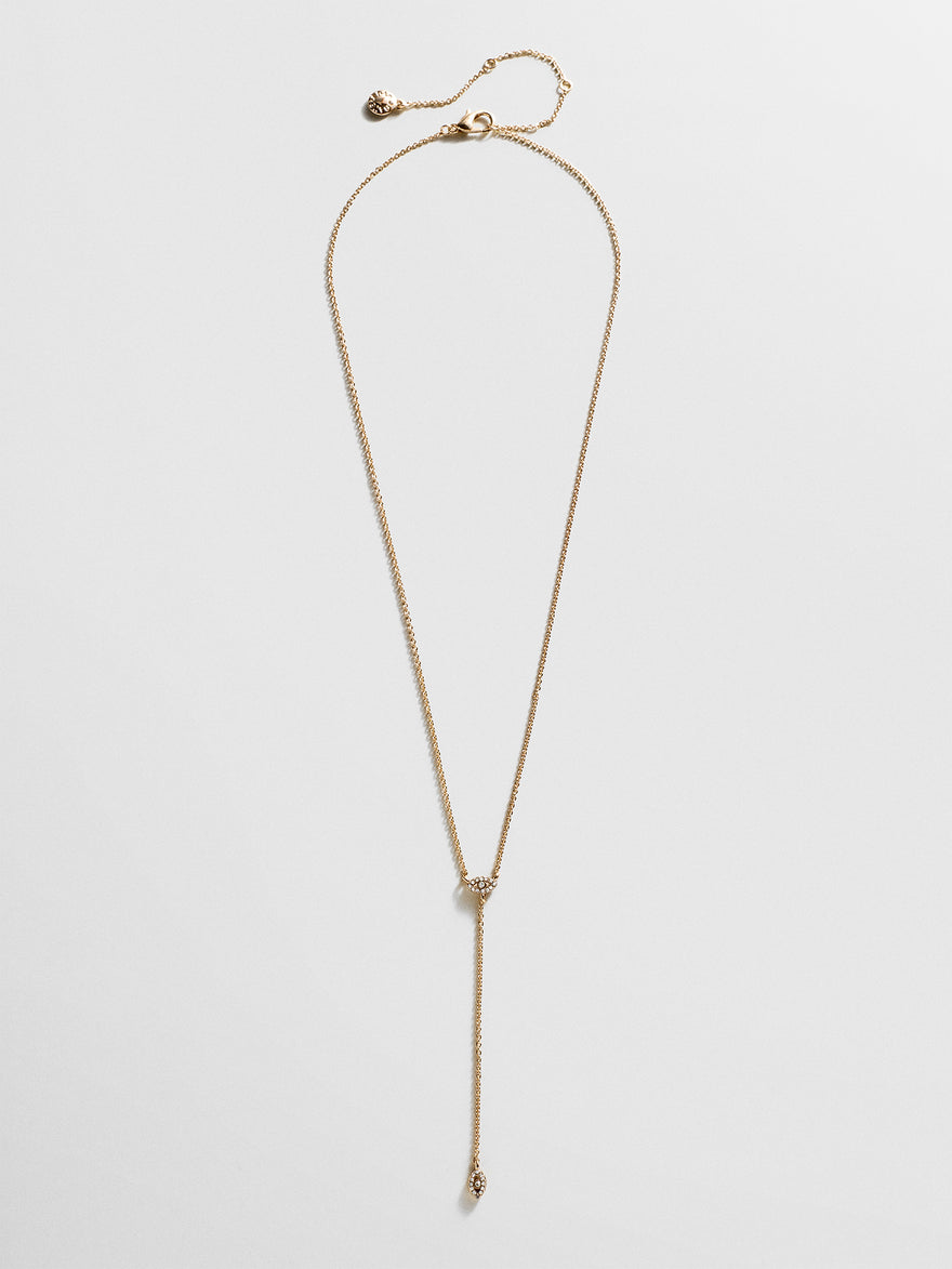 Evil Eye Lariat Necklace - Gold/Pavé