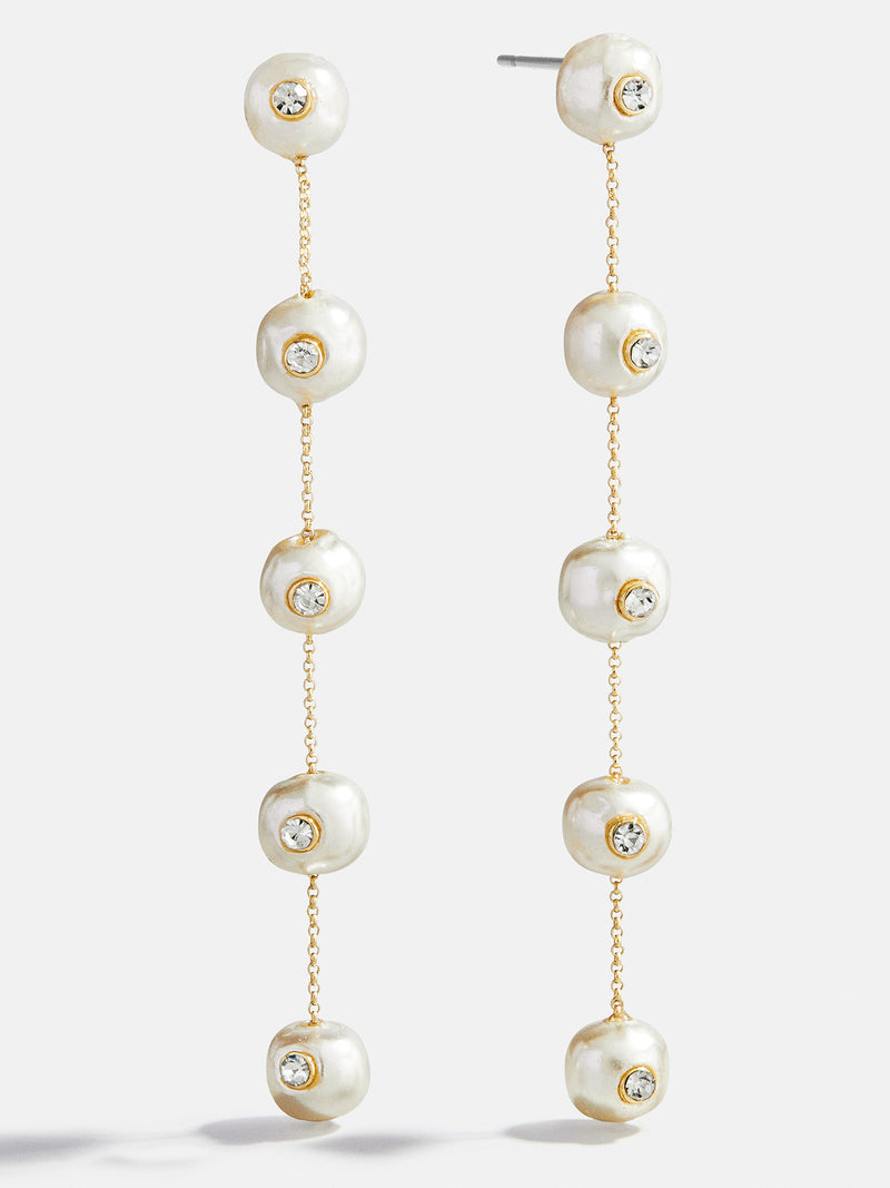 Blair Pearl & Crystal Earrings - Gold/Pearl