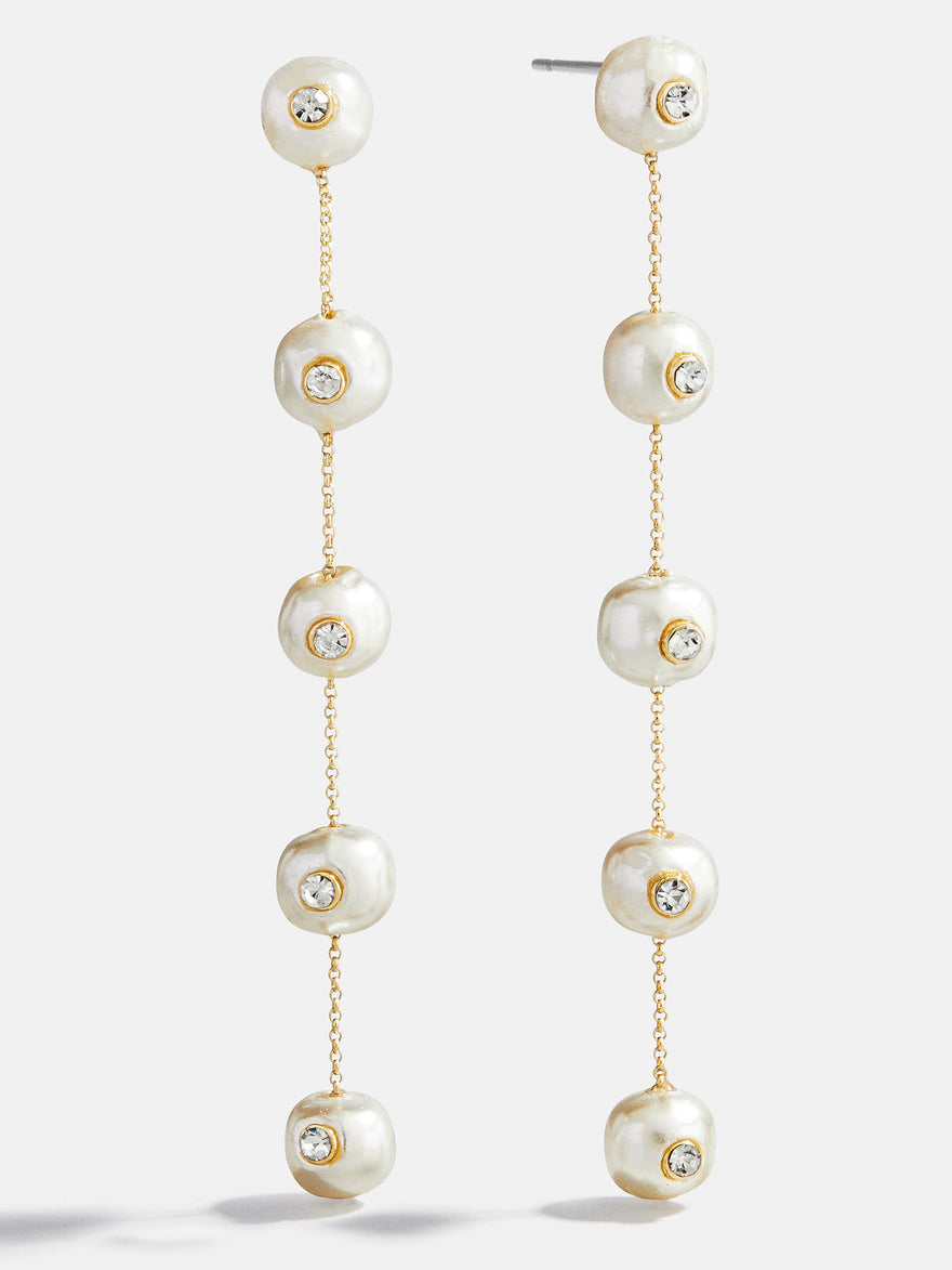 Blair Pearl & Crystal Earrings - Gold/Pearl