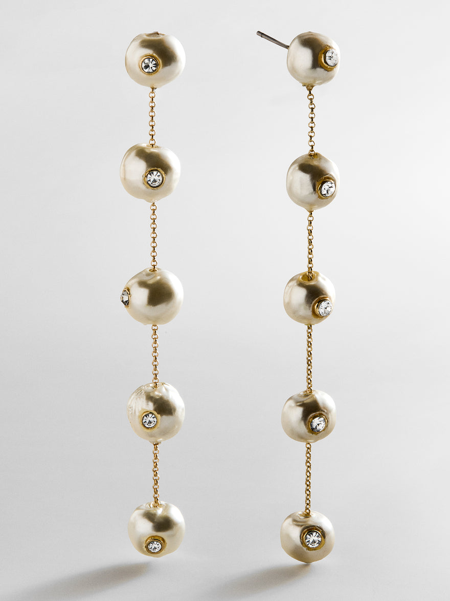 Blair Pearl & Crystal Earrings - Gold/Pearl