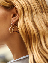 BaubleBar In A Heartbeat Hoop Earrings - Gold - 
    Statement heart earrings 
  
