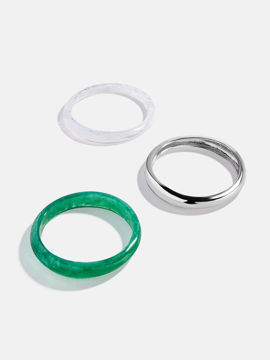 Raven Resin Bangle Set - Malachite