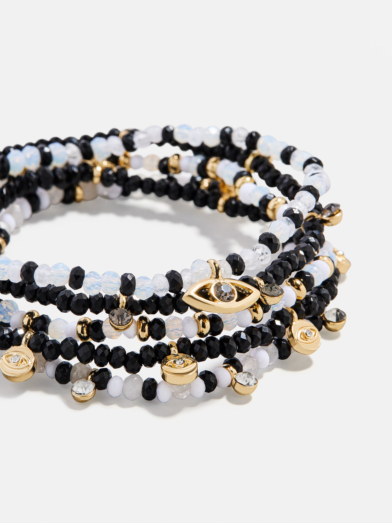 Indya Evil Eye Layered Bracelet Set - Black/White