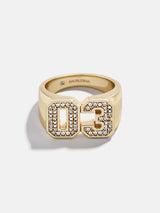 BaubleBar Varsity Number Custom Ring - Gold/Pavé - 
    25% Off Custom Gifts: The Annual Custom Event
  
