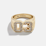 Varsity Number Custom Ring - Gold/Pavé