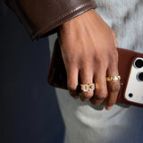 Varsity Number Custom Ring - Gold/Pavé