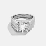 Varsity Number Custom Ring - Silver/Pavé