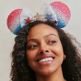 Disney Minnie Mouse Jeweled Americana Ears Headband - Minnie Mouse Jeweled Americana Ears