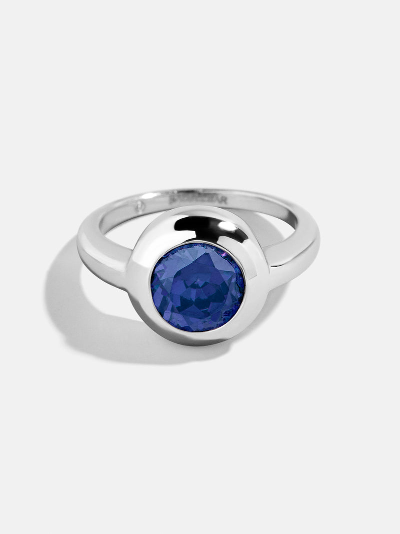 Silver Cubic Zirconia Custom Birthstone Ring Sapphire – Get