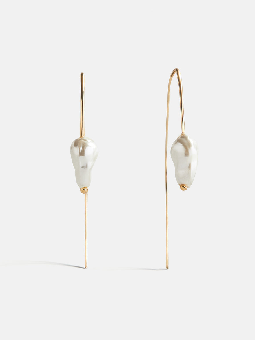 Teagan Threaded Pearl Earrings - Gold/Pearl