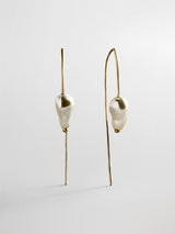 BaubleBar Teagan Threaded Pearl Earrings - Gold/Pearl - 
    Pearl drop earrings 
  
