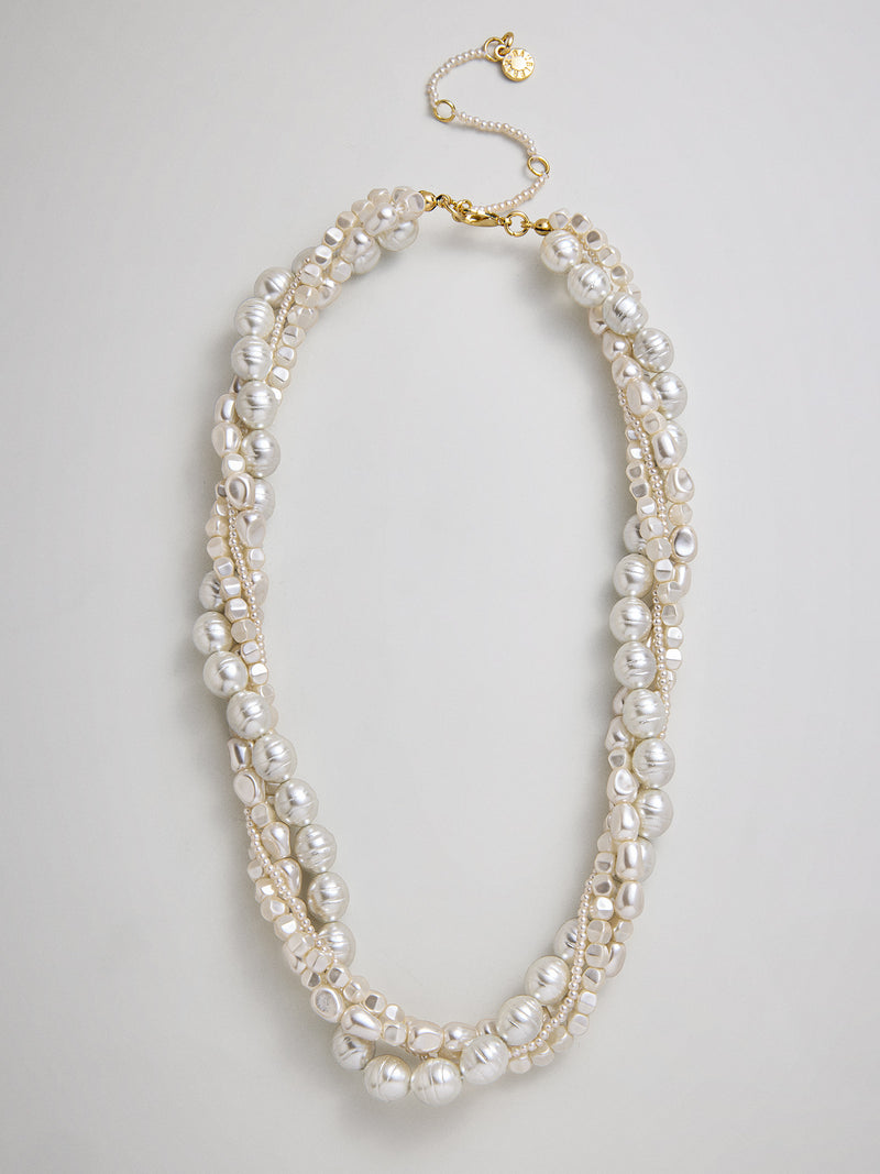 Adeline Pearl Layered Collar Necklace - Adeline Pearl Layered Collar Necklace