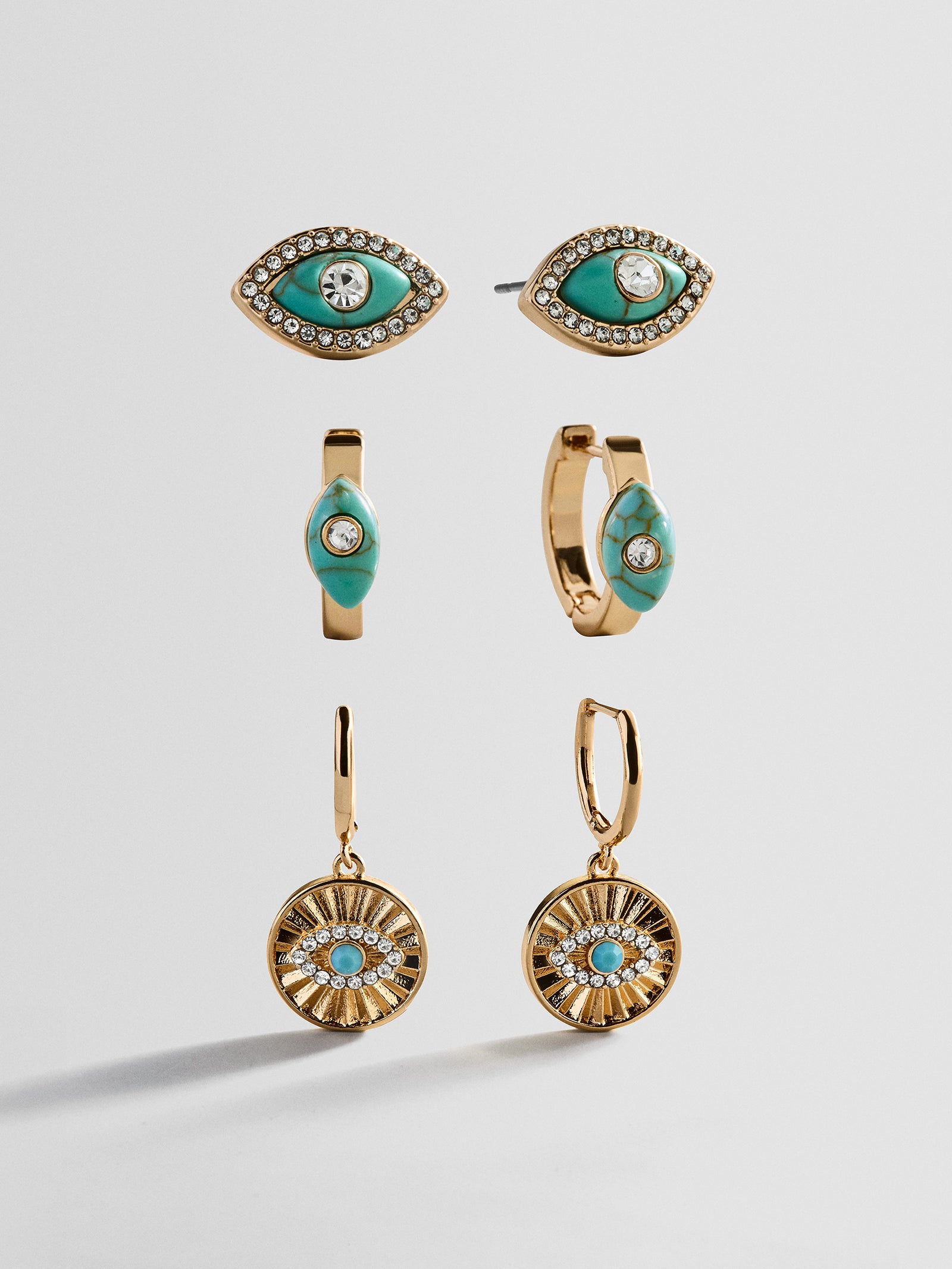 Stay Grounded Evil Eye Earring Set - Gold/Turquoise