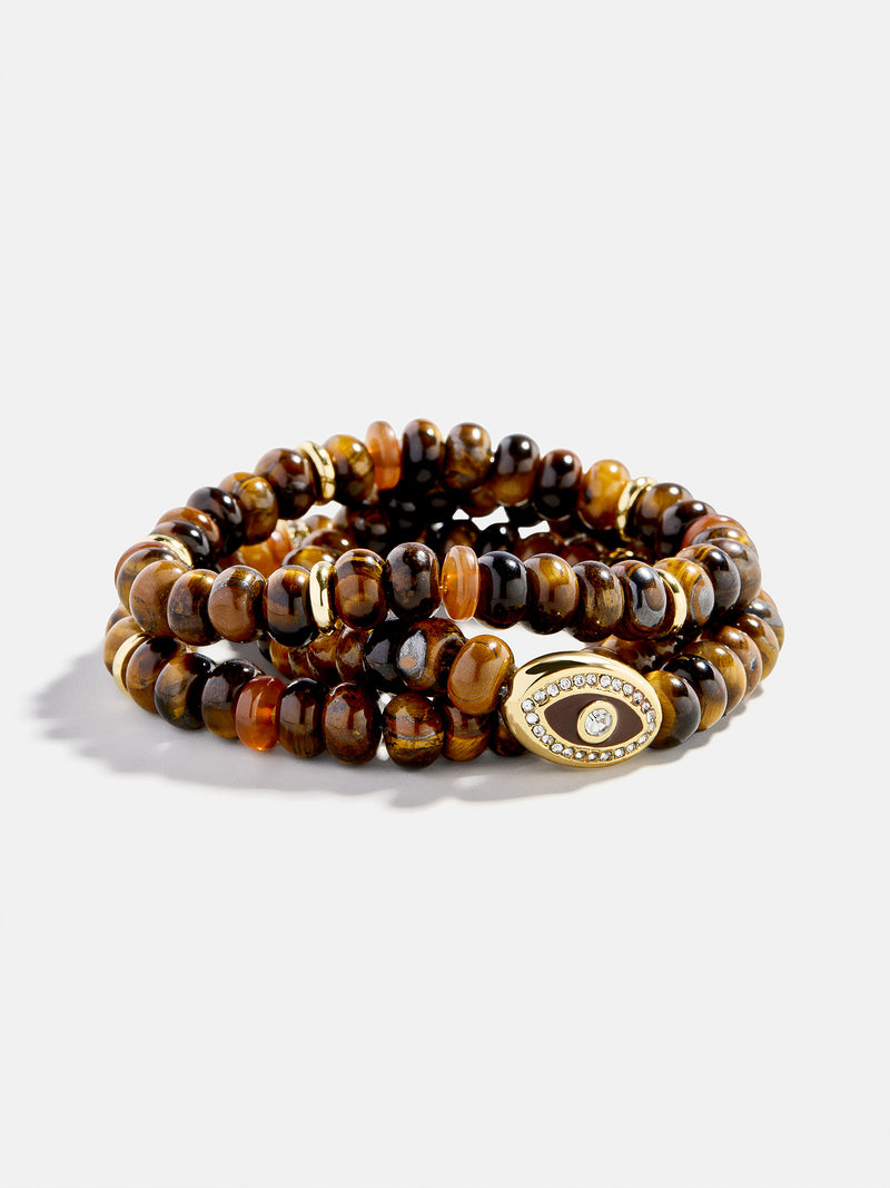 Energy Aligned Evil Eye Bracelet Set - Tiger's Eye