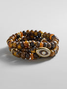 Energy Aligned Evil Eye Bracelet Set - Tiger's Eye