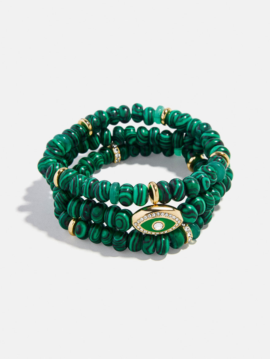 Energy Aligned Evil Eye Bracelet Set - Malachite