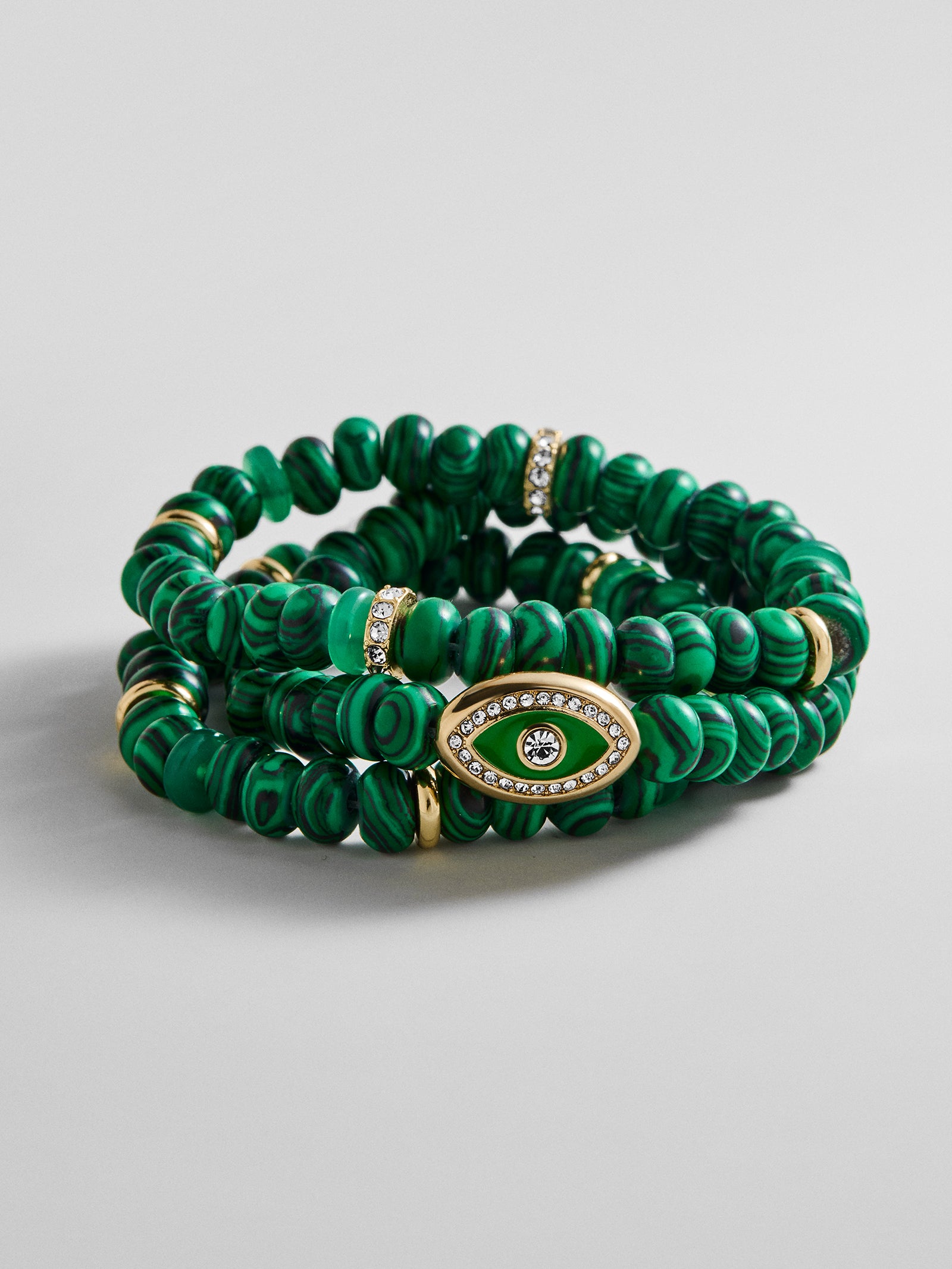 Energy Aligned Evil Eye Bracelet Set - Malachite