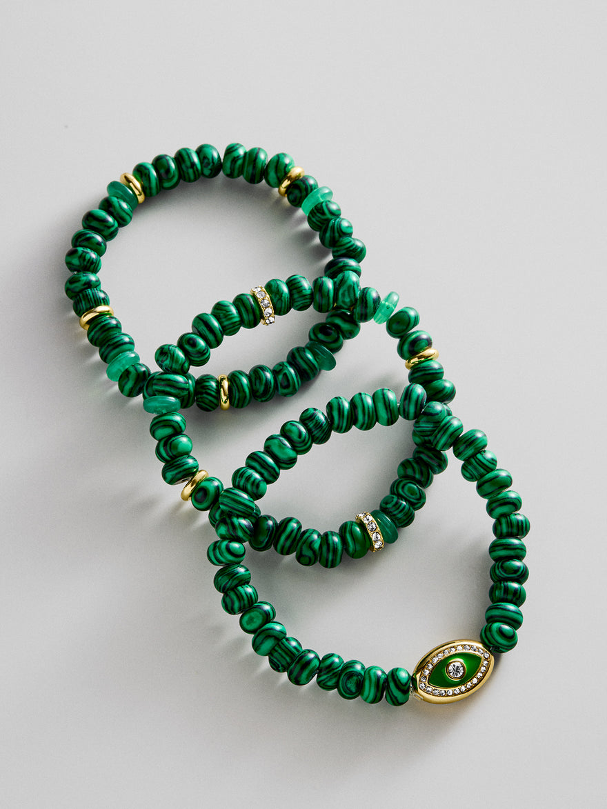 Energy Aligned Evil Eye Bracelet Set - Malachite