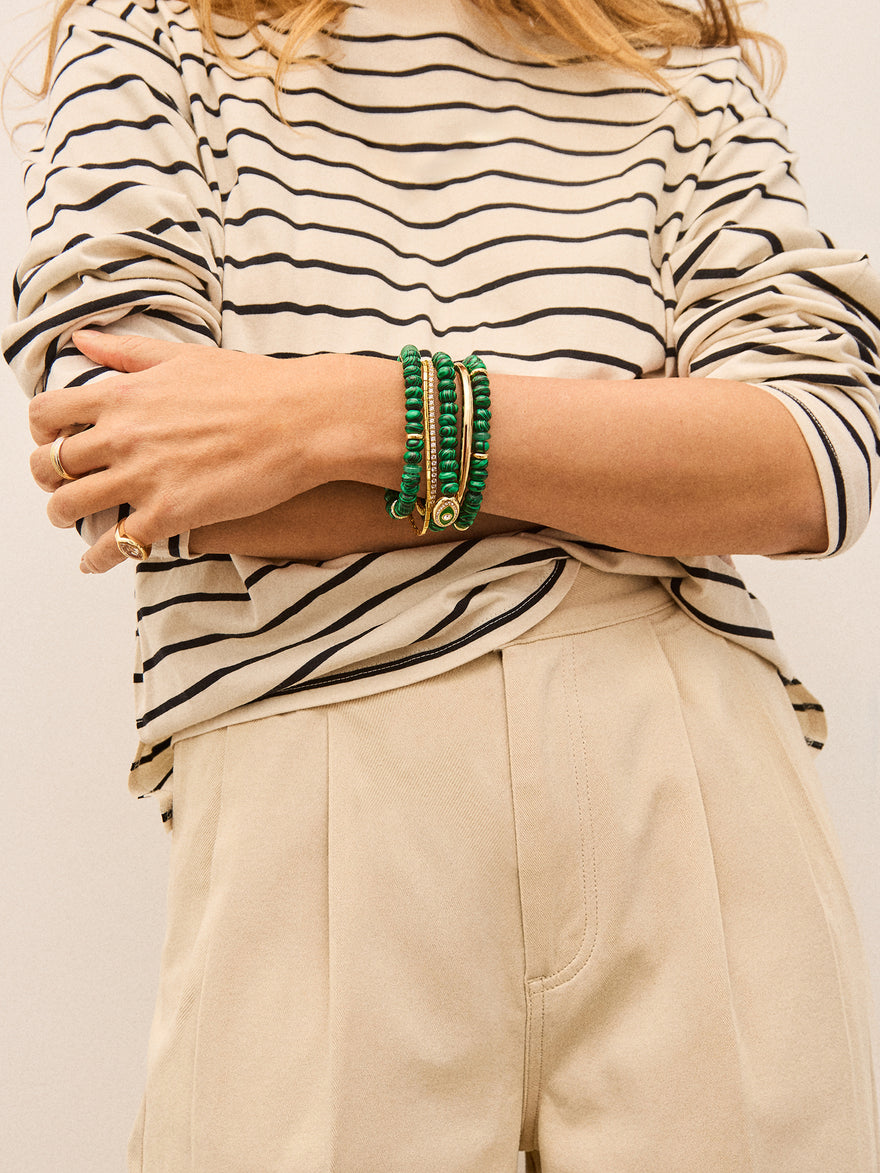 Energy Aligned Evil Eye Bracelet Set - Malachite