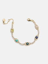 BaubleBar Iris Evil Eye Tennis Bracelet - Gold/Blue - 
    Adjustable bracelet for stacking
  
