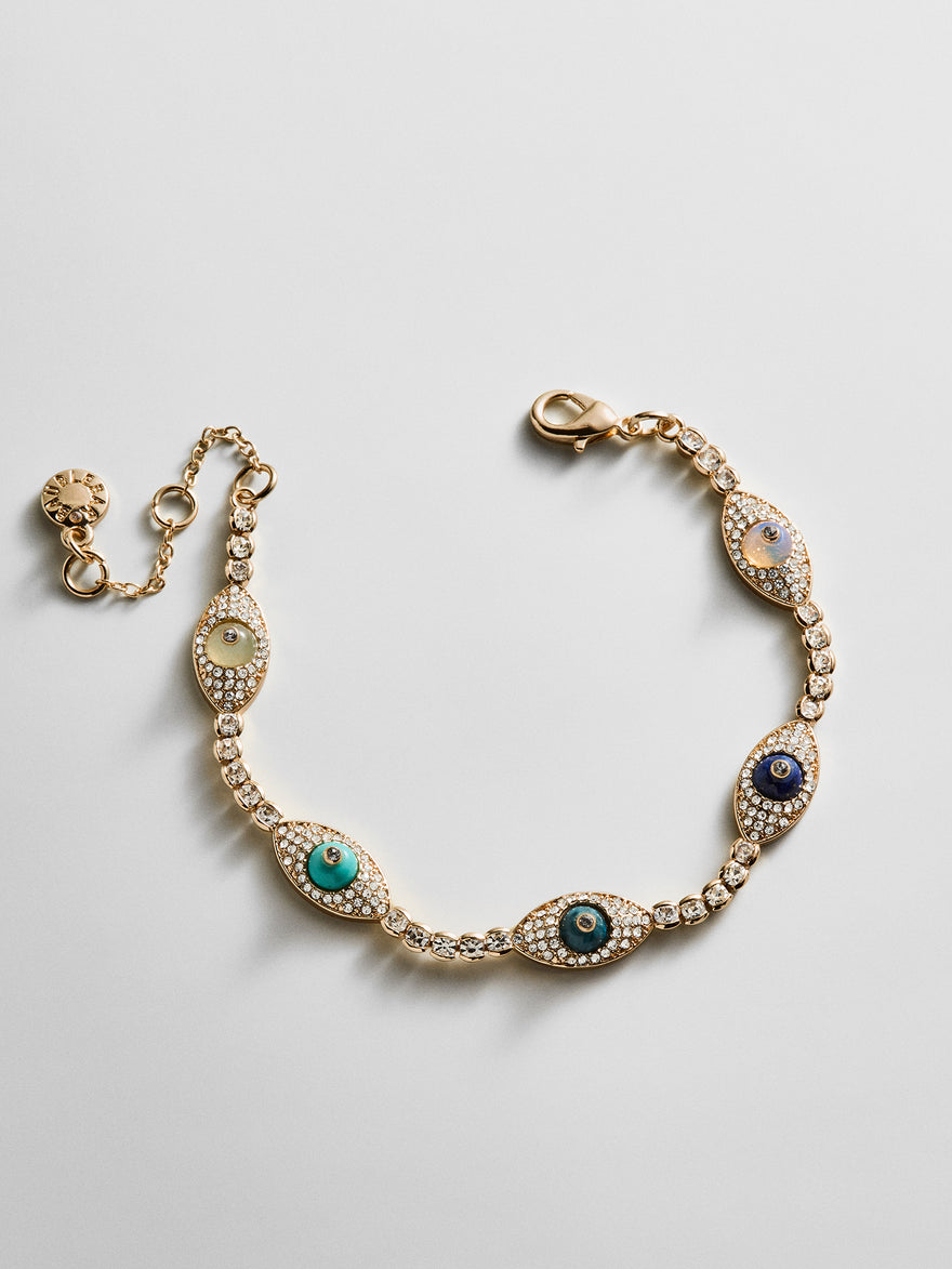 Iris Evil Eye Tennis Bracelet - Gold/Blue
