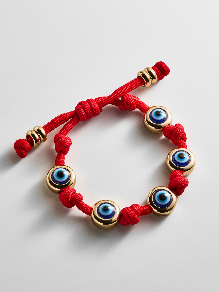 Eyes Open Evil Eye Paracord Bracelet - Red