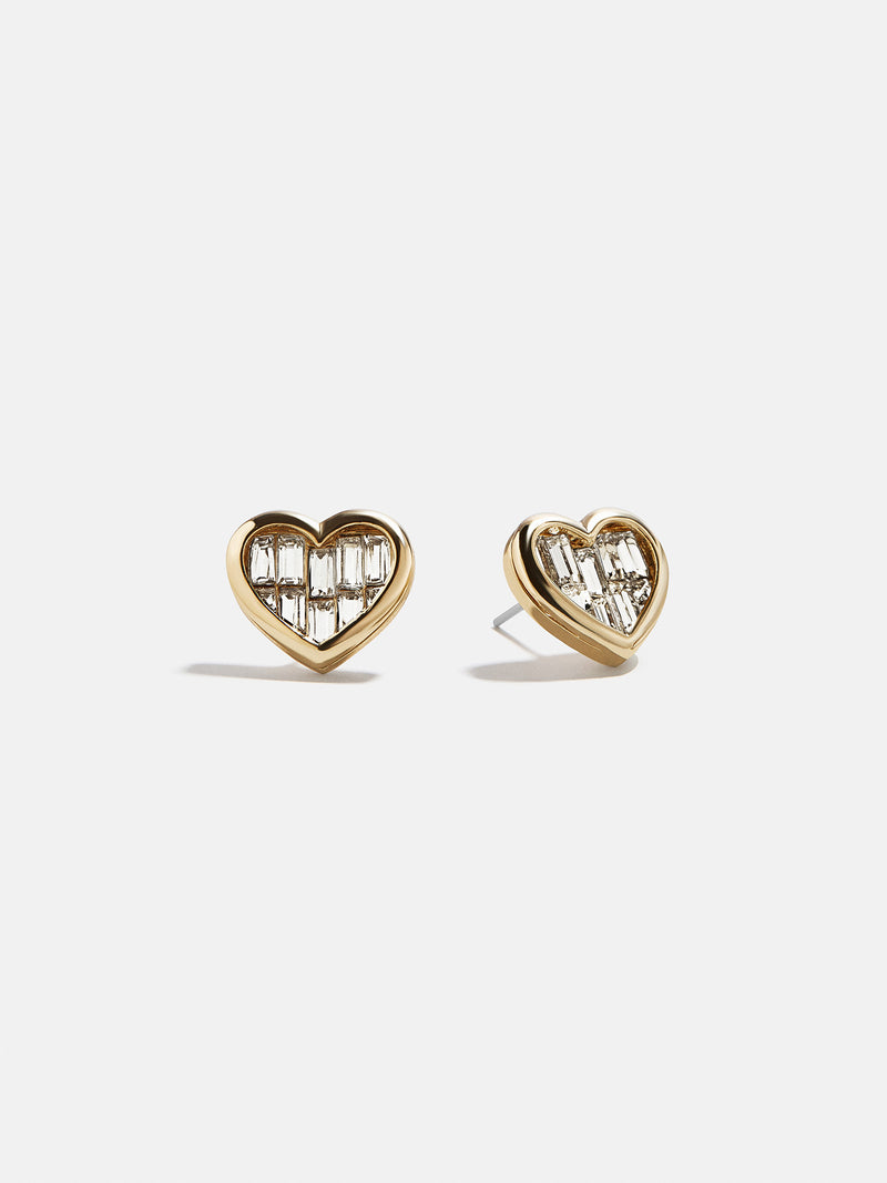 Sabrina Heart Stud Earrings - Gold/Pavé