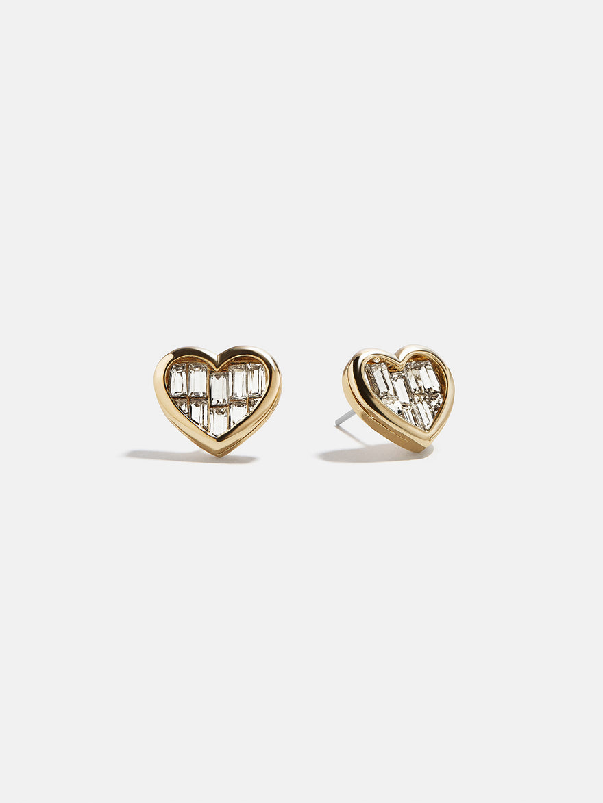 Sabrina Heart Stud Earrings - Gold/Pavé
