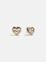 BaubleBar Sabrina Heart Stud Earrings - Gold/Pavé - 
    Crystal earrings 
  
