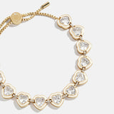 Repeating Heart Crystal Bracelet - Gold/Pavé