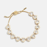 Repeating Heart Crystal Bracelet - Gold/Pavé