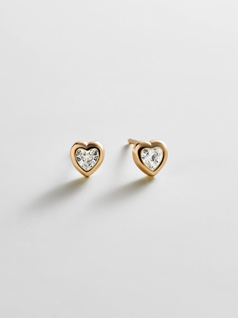 Paloma 14K Gold Heart Earrings - Heart Stone