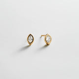 Elaine 14K Gold Stud Earrings - Marquise Stone