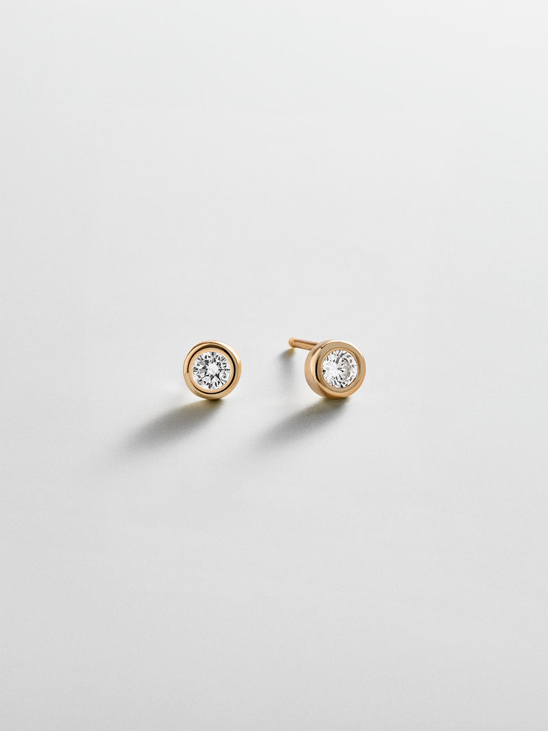 Annabeth 14K Gold Stud Earrings - Round Stone