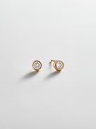 Annabeth 14K Gold Stud Earrings - Round Stone