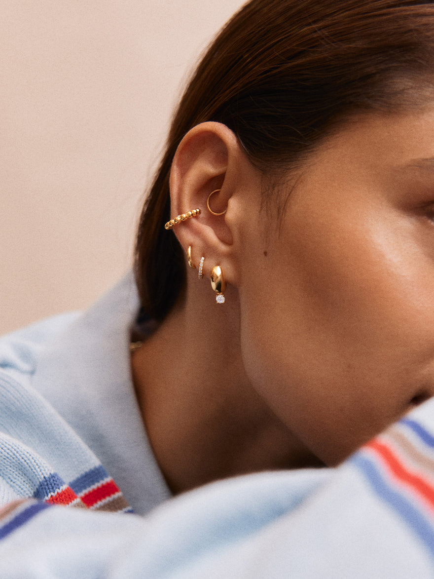 Nicole 18K Gold Earring Set - Gold/Pavé