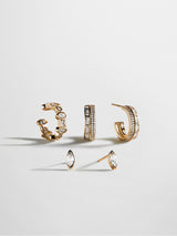BaubleBar Maeve 14K Gold Earring Set - Gold/Pavé - 
    Set of three stacking earrings 
  
