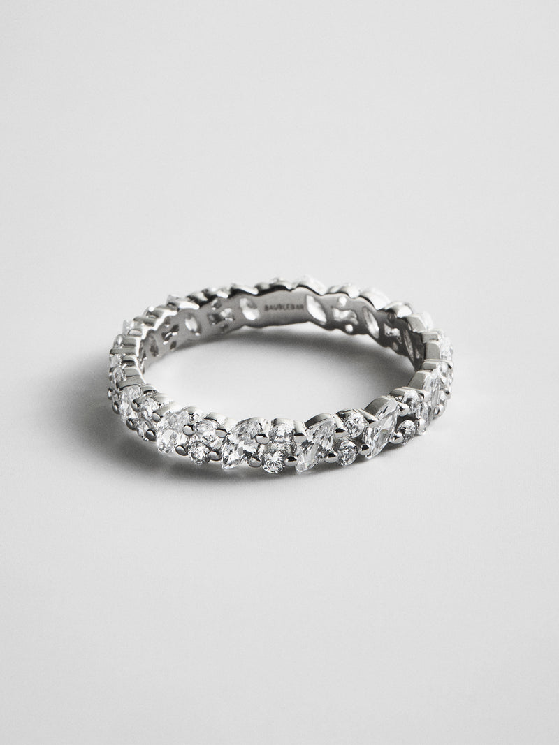 Alexandra Sterling Silver Crystal Ring - Silver/Pavé