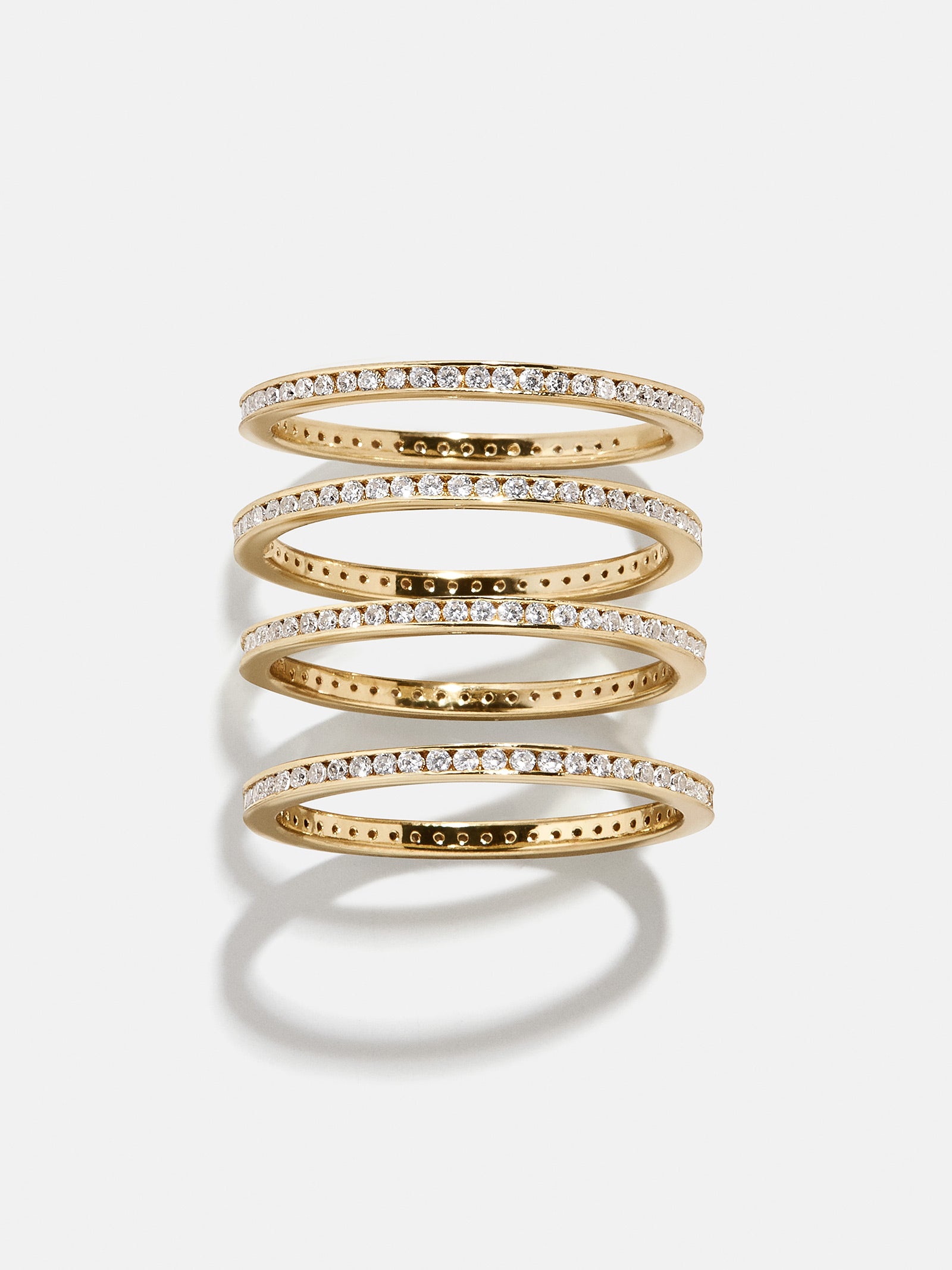 Tana 14K Gold Ring Set - Gold/Pavé