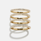 Tana 14K Gold Ring Set - Gold/Pavé