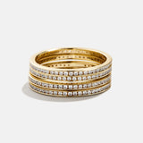 Tana 14K Gold Ring Set - Gold/Pavé