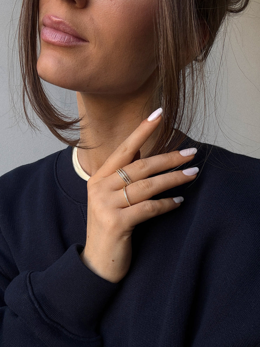 Tana 14K Gold Ring Set - Gold/Pavé