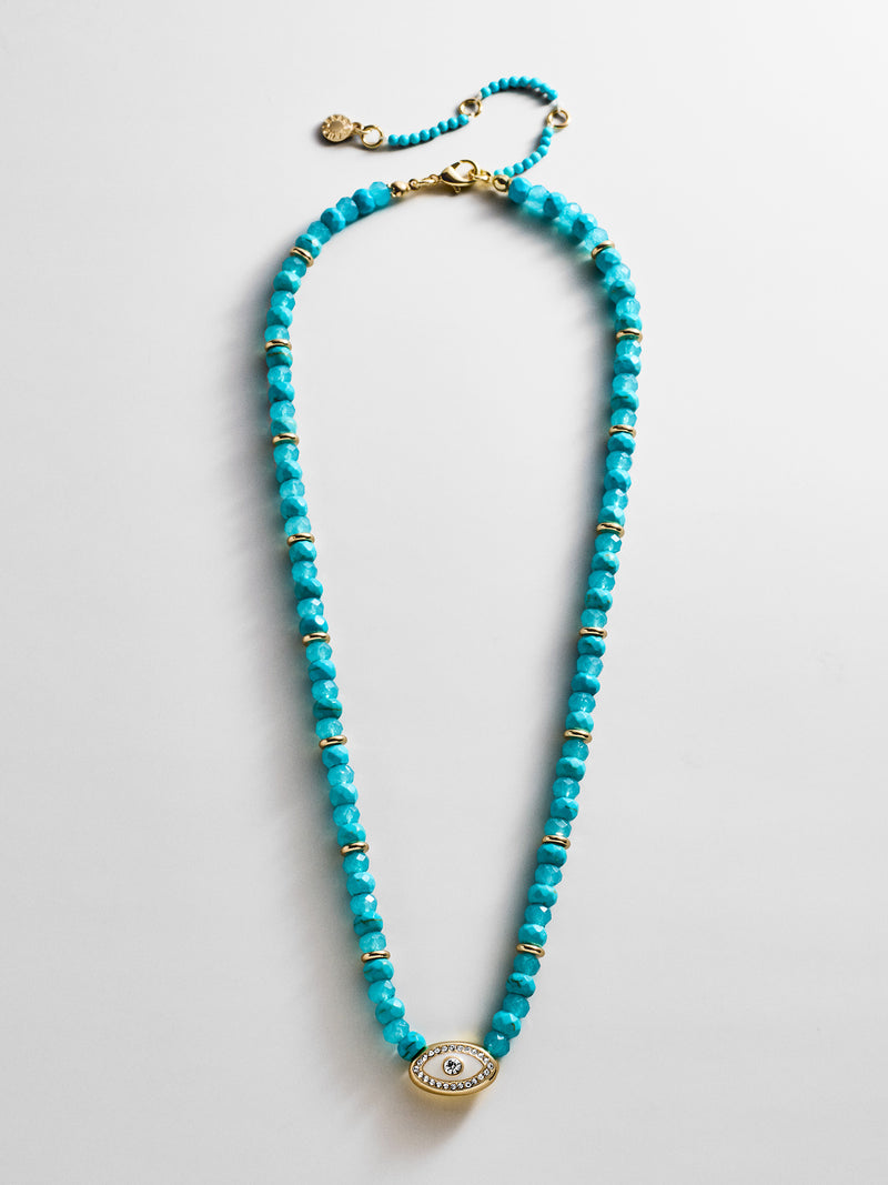Positive View Semi-Precious Evil Eye Necklace - Turquoise