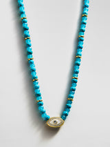 BaubleBar Positive View Semi-Precious Evil Eye Necklace - Turquoise - 
    Blue beaded necklace 
  
