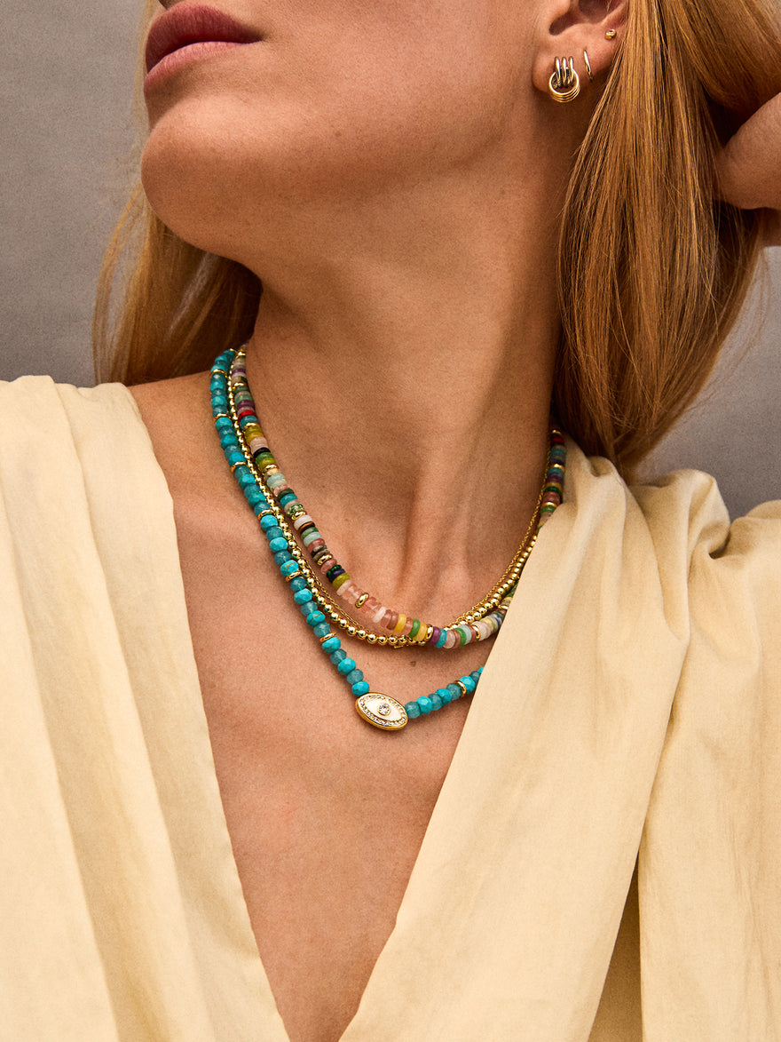 Positive View Semi-Precious Evil Eye Necklace - Turquoise