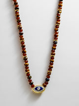BaubleBar Positive View Semi-Precious Evil Eye Necklace - Tiger's Eye - 
    Black beaded necklace 
  

