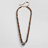 Positive View Semi-Precious Evil Eye Necklace - Tiger's Eye