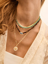 BaubleBar Positive View Semi-Precious Evil Eye Necklace - Tiger's Eye - 
    Black beaded necklace 
  
