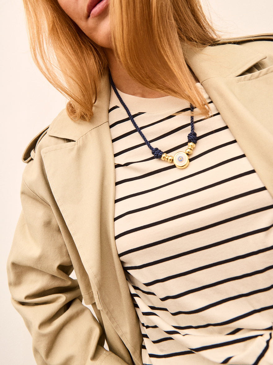 Eye Candy Evil Eye Paracord Necklace - Gold/Blue